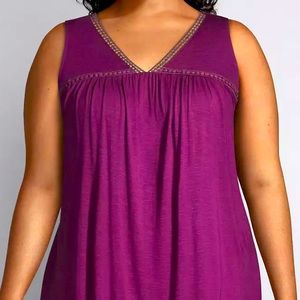 CROCHET TRIM SWING TANK - Plum